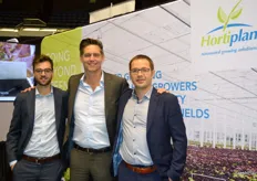 Simon Willemen, Jeroen Smit and Bram Vanthoor with Hortiplan, promoting lettuce cultivation on hydroponic growing systems. 